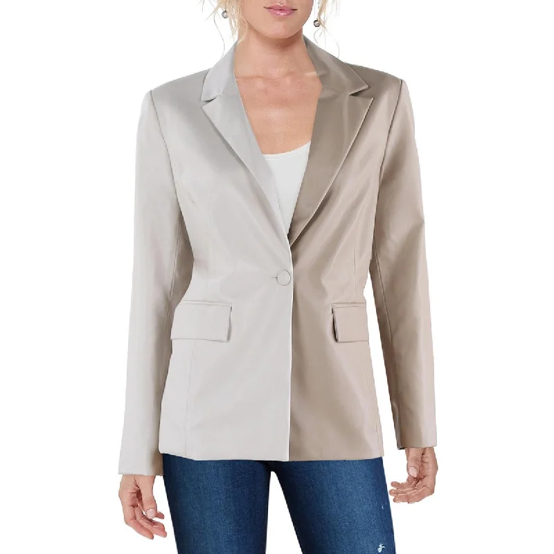 Gilli Womens Faux Leather Suit Separate One-Button Blazer