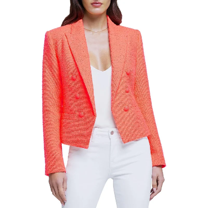 L'Agence Womens Brooke Double-Breasted Cropped Open-Front Blazer