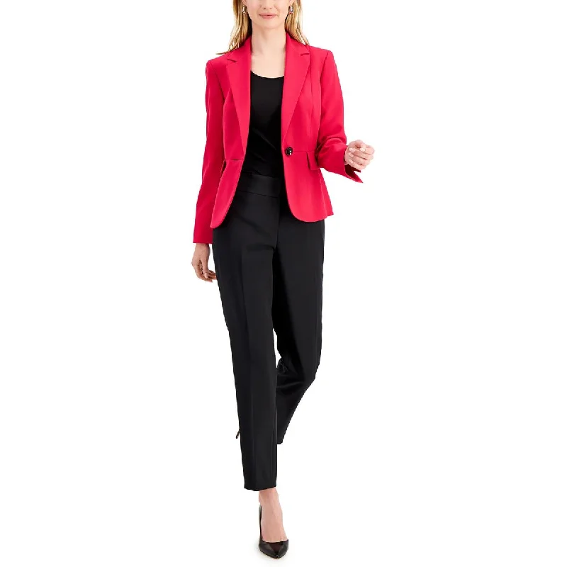 Le Suit Womens Petites Knit Long Sleeves One-Button Blazer