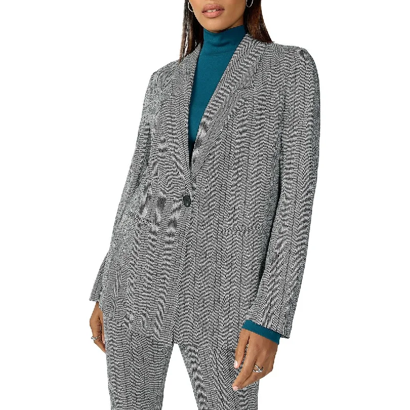 Sanctuary Womens Herringbone Office One-Button Blazer