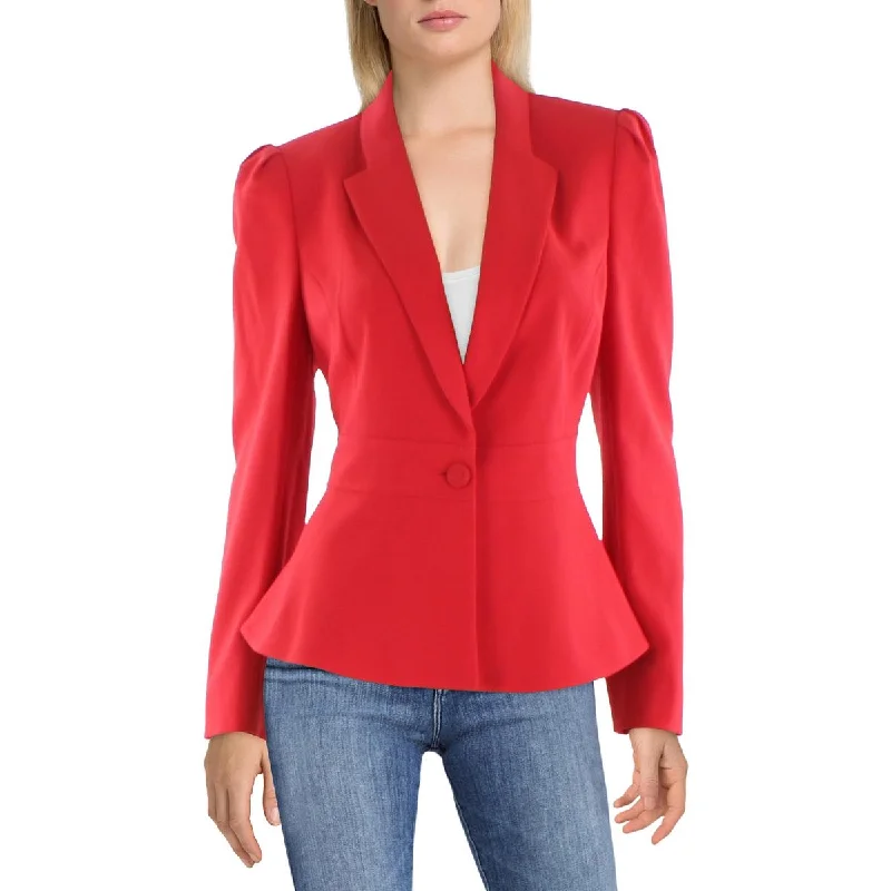 Tahari ASL Womens Crepe Seamed One-Button Blazer