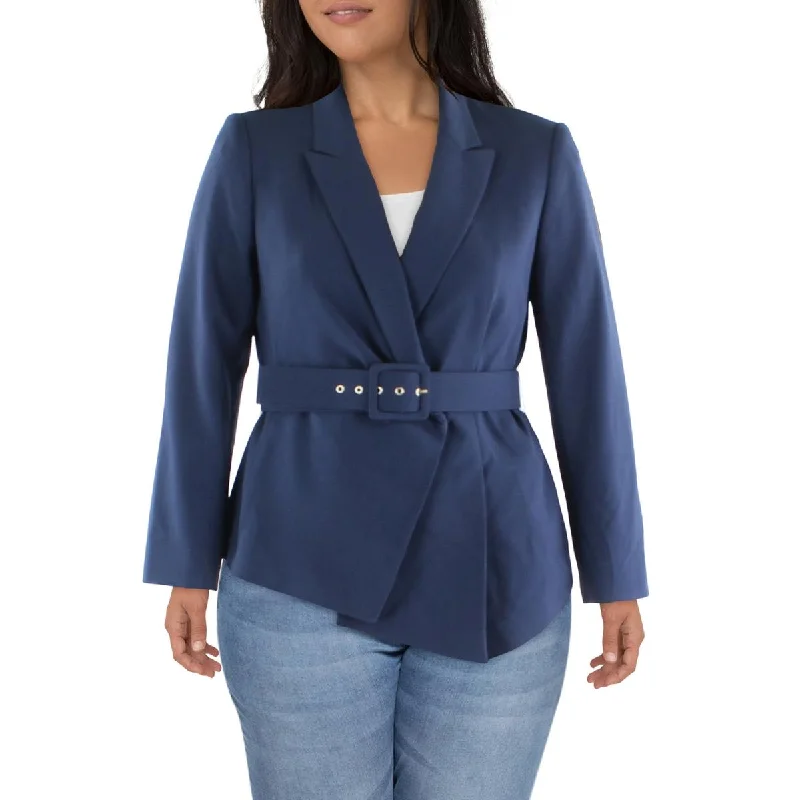 Tahari ASL Womens Woven Long Sleeves Double-Breasted Blazer