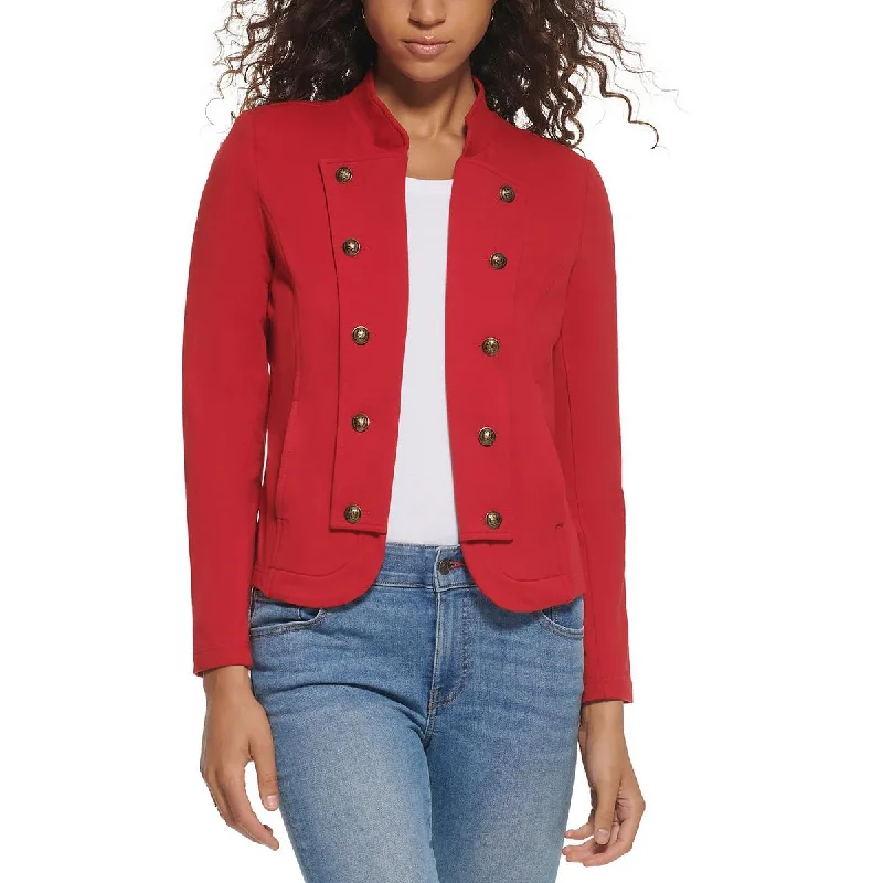 Tommy Hilfiger Womens Open Front Military Double-Breasted Blazer